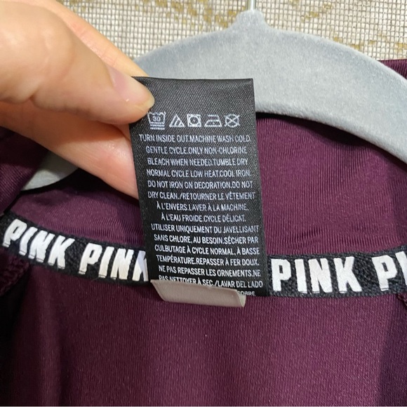 Victoria's Secret Pink Ultimate 1/4 Zip Pullover M Maroon & Pink Athletic Y2K - Picture 8 of 10